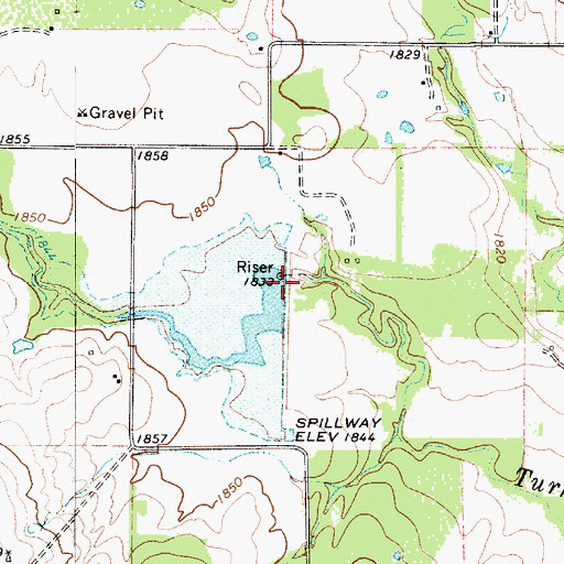 Topographic Map of Soil Conservation Service Site 1b Reservoir, TX