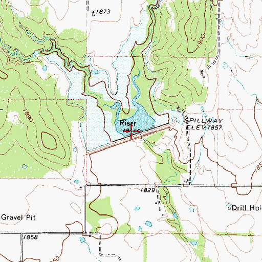 Topographic Map of Soil Conservation Service Site 2 Dam, TX