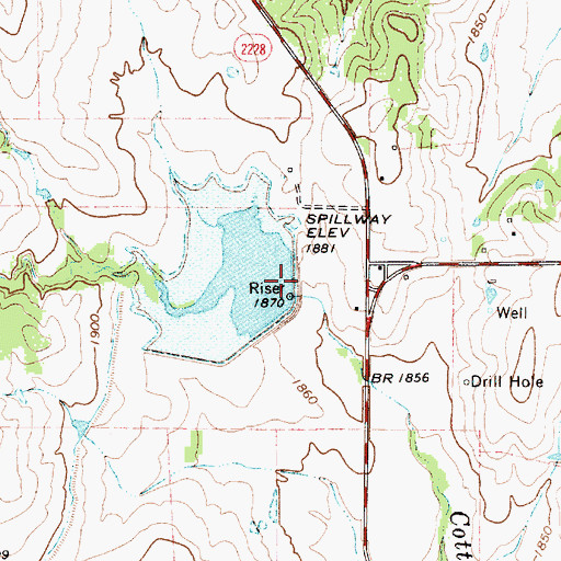 Topographic Map of Soil Conservation Service Site 4 Dam, TX