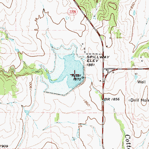 Topographic Map of Soil Conservation Service Site 4 Reservoir, TX