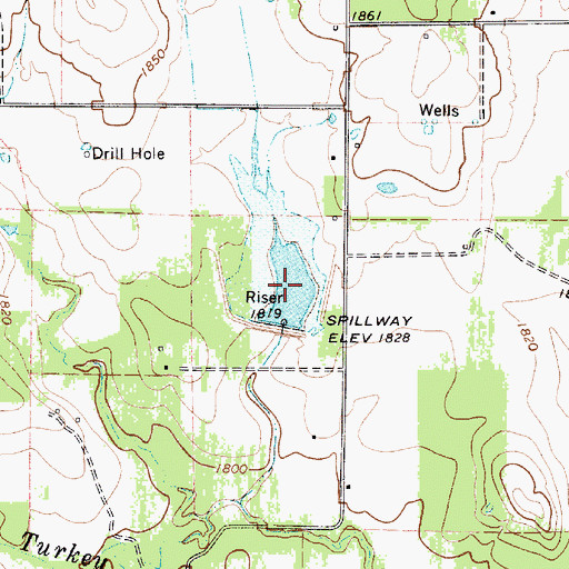 Topographic Map of Soil Conservation Service Site 3 Reservoir, TX