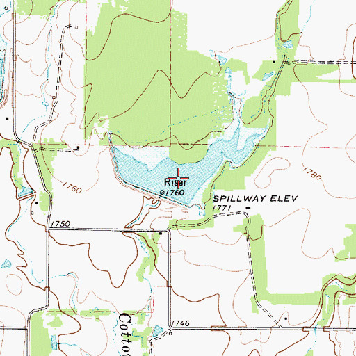 Topographic Map of Soil Conservation Service Site 7 Reservoir, TX