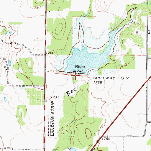 Topographic Map of Soil Conservation Service Site Number 9 Dam, TX