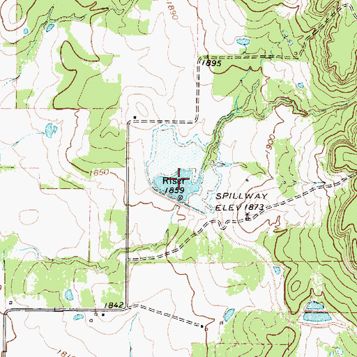 Topographic Map of Soil Conservation Service Site 5 Reservoir, TX