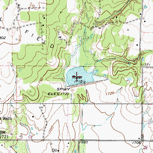 Topographic Map of Soil Conservation Service Site 21 Reservoir, TX