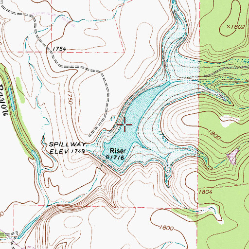 Topographic Map of Soil Conservation Service Site 12 Reservoir, TX