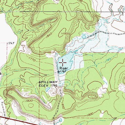 Topographic Map of Soil Conservation Service Site 10 Reservoir, TX