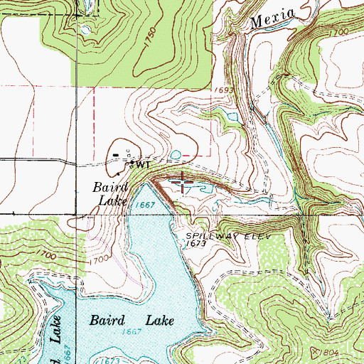 Topographic Map of Baird Lake, TX