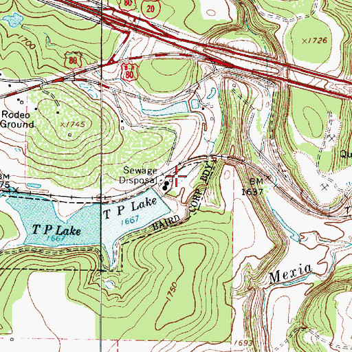 Topographic Map of Baird Railroad Lake Dam, TX