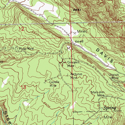 Topographic Map of Canopus Mine, CO