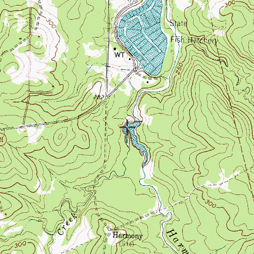 Topographic Map of Hatchery Lake Dam, TX