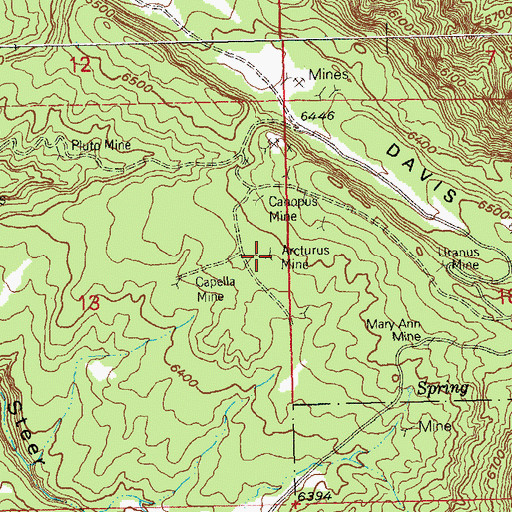 Topographic Map of Arcturus Mine, CO