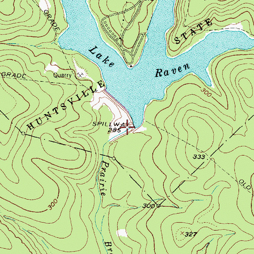 Topographic Map of Huntsville State Park Lake, TX