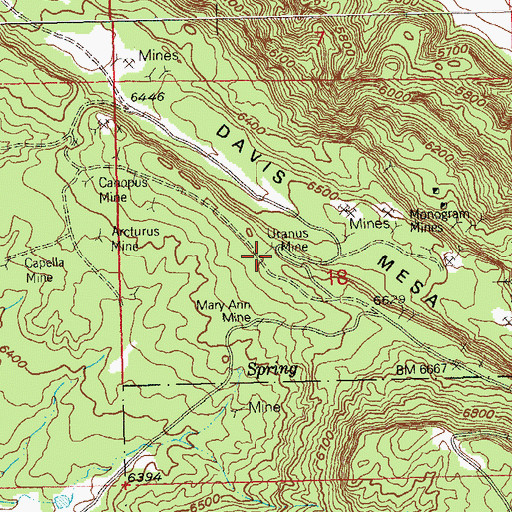 Topographic Map of Uranus Mine, CO