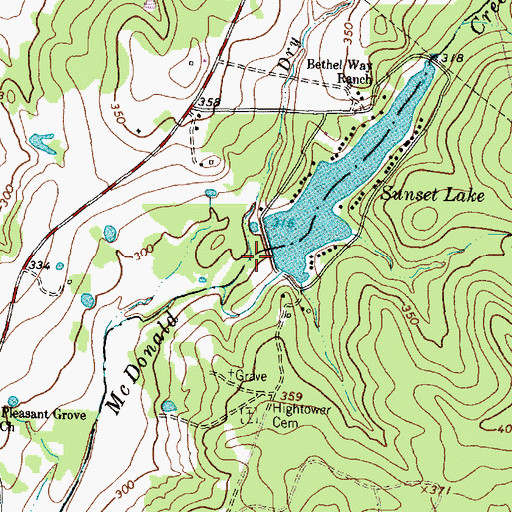 Topographic Map of Sunset Lake Dam, TX