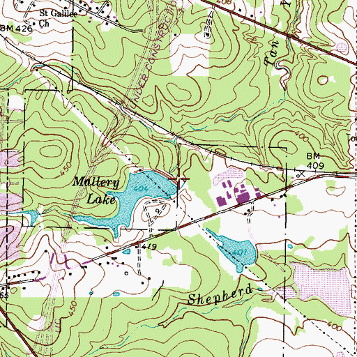 Topographic Map of Mallery Lake Dam, TX