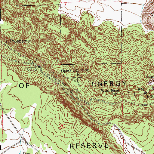 Topographic Map of Opera Box Mine, CO