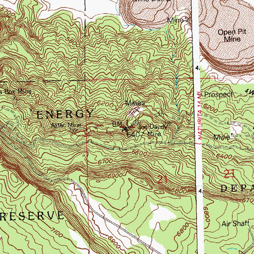 Topographic Map of Joe Dandy Mine, CO