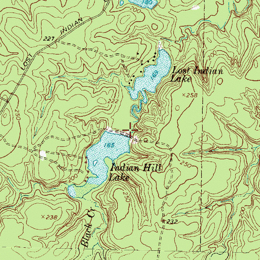 Topographic Map of Indian Hill Lake Dam, TX