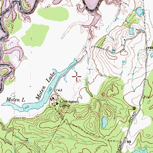 Topographic Map of Moten Lake, TX
