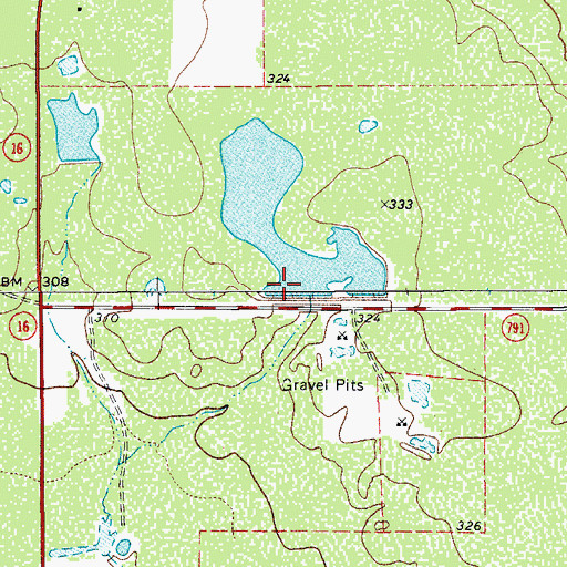 Topographic Map of Ryan Lake Dam, TX