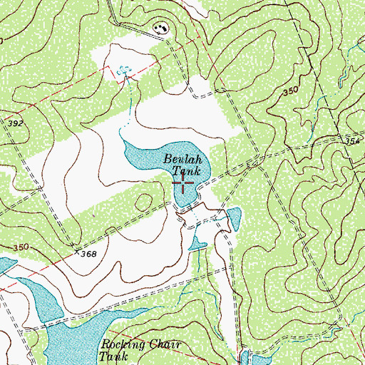 Topographic Map of Beulah Tank Dam, TX