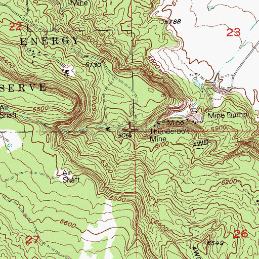 Topographic Map of Thunderbolt Mine, CO