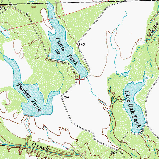 Topographic Map of Cuate Tank Dam, TX