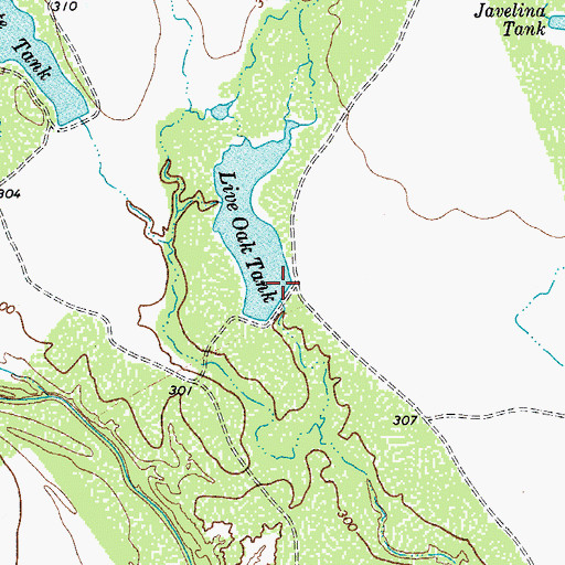 Topographic Map of Live Oak Tank Dam, TX
