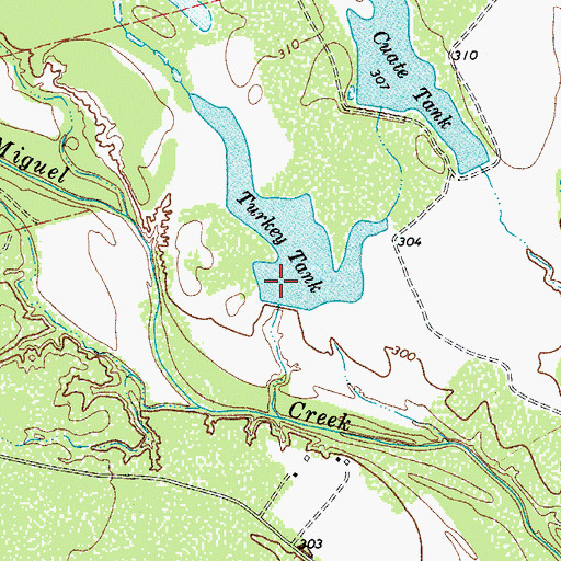Topographic Map of Turkey Tank Dam, TX