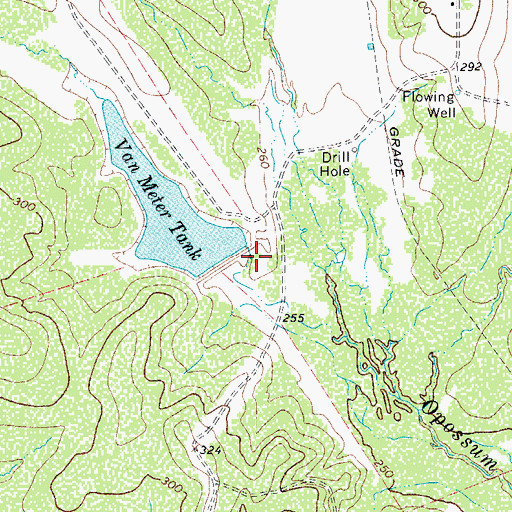 Topographic Map of Van Meter Tank Dam, TX