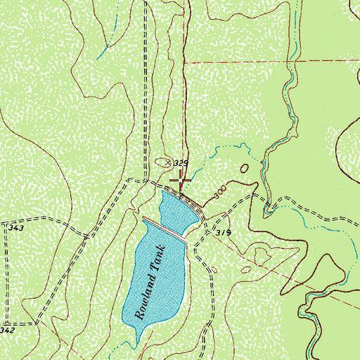 Topographic Map of Rowland Tank Number 1, TX