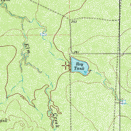 Topographic Map of Roy Tank Dam, TX