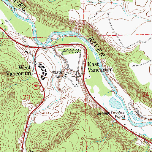 Topographic Map of East Vancorum, CO