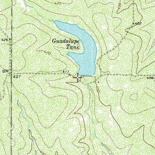 Topographic Map of Guadalupe Tank Dam, TX