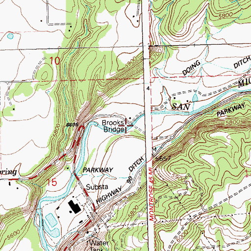 Topographic Map of Brooks Bridge, CO