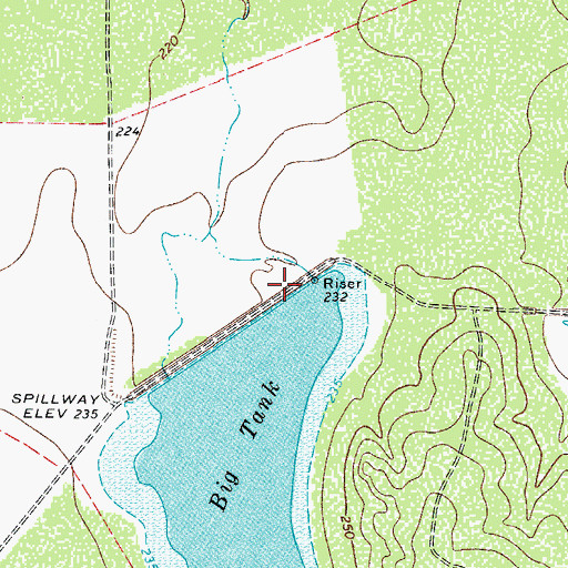 Topographic Map of Brown Dam, TX