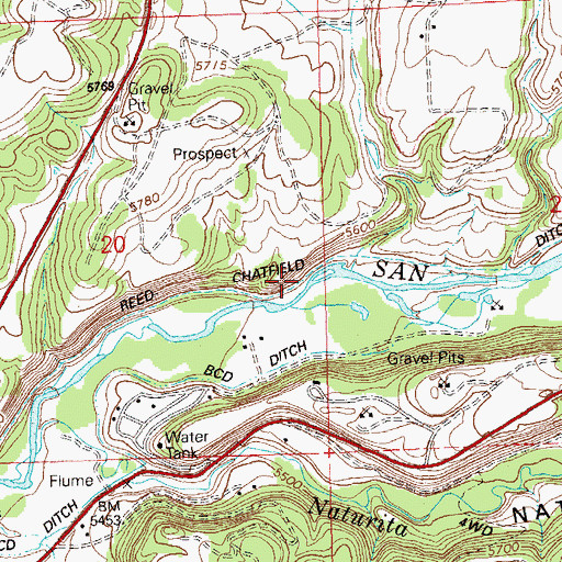 Topographic Map of Reed-Chatfield Ditch, CO