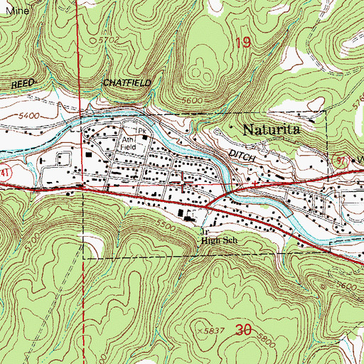 Topographic Map of Naturita, CO