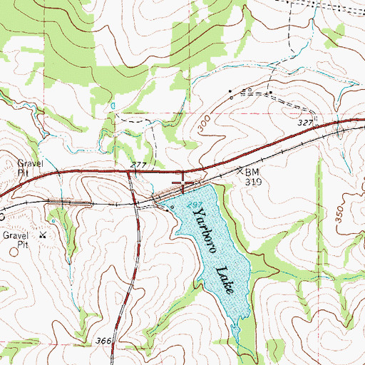Topographic Map of Yarboro Dam, TX