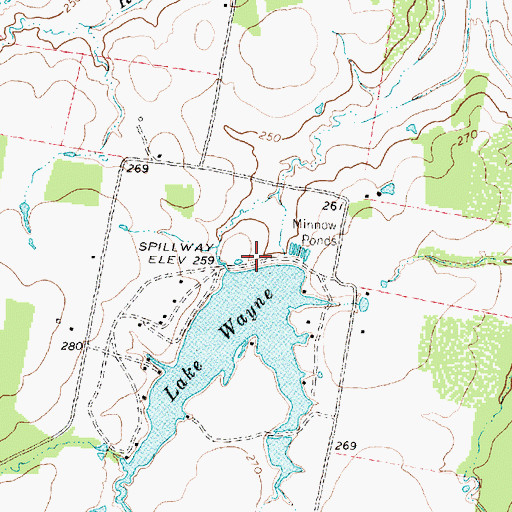 Topographic Map of Lake Wayne Dam, TX