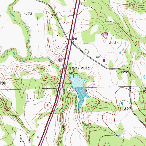 Topographic Map of Los Robles Lake Dam, TX