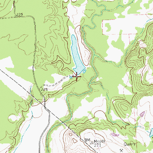 Topographic Map of Moody Lake Dam, TX