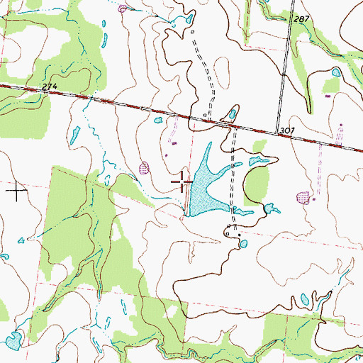 Topographic Map of Walker Lake Dam, TX