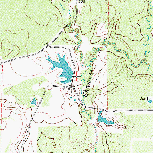 Topographic Map of Ogilvie Lake Dam, TX