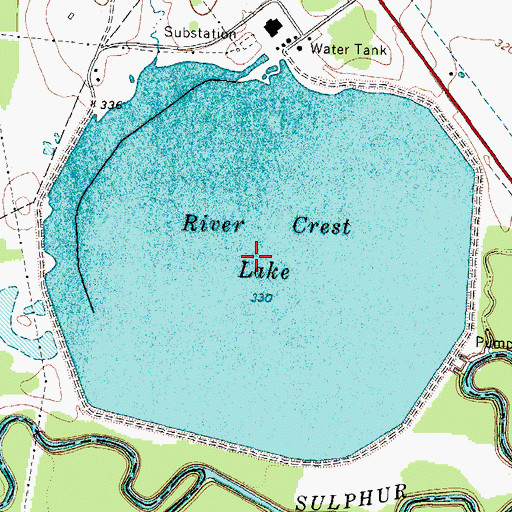 Topographic Map of River Crest Lake, TX