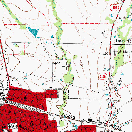 Topographic Map of Soil Conservation Service Site 1 Dam, TX