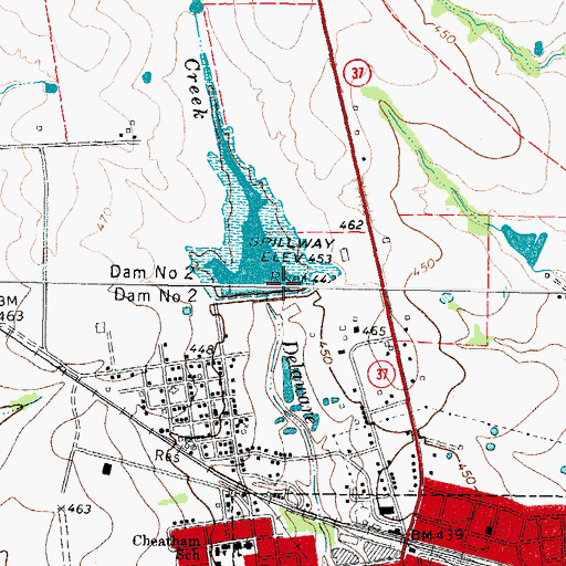 Topographic Map of Soil Conservation Service Site 2 Dam, TX