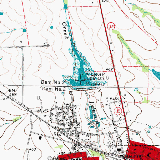 Topographic Map of Soil Conservation Service Site 2 Reservoir, TX