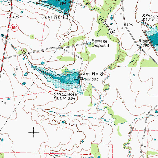 Topographic Map of Soil Conservation Service Site 8 Dam, TX